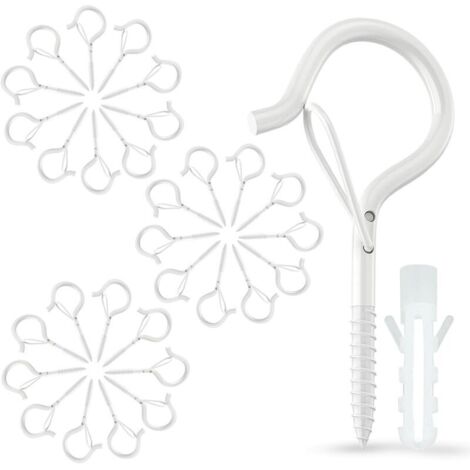 30 Pièces Crochets À Vis Blanc, Muraux Intérieur Extérieur, Verrouillage, Crochets De Plafond, Pour Nichoirs, Carillons Éoliens, Lumières