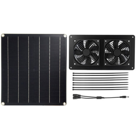 AIPERQ Ventilateur de ventilation pour cages pour animaux de compagnie 2 Panneau solaire DC 12V à haute efficacité 3W avec cable de 3 mètres ON / OFF 20W 2FAN12 (1/4)