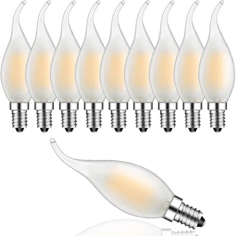 4W Ampoule LED E14 à Filament Dimmable, Ampoules Flamme, 2700K Blanc Chaud, Angle de Faisceau 360°,Lot de 10 (1/4)