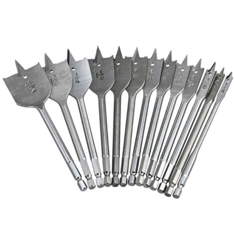 CSPARKV Jeu de Forets Plats 13pcs - Mèches Plates pour Travail du Bois avec Boîte de Rangement (1/5)