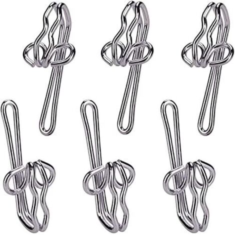 CSPARKV 28x12mm Crochets à Rideaux Robustes - 100 pcs - Crochet en Métal Solide pour Rideau, Rideau de Douche - Crochet a Rideau Versatile et Facile à Installer - Acier Inoxydable