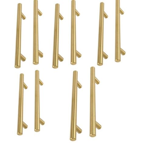Csparkv – Lot de 10 poignées de meuble dorées – Acier inoxydable laiton brossé – Entraxe 160mm – Longueur 250mm – Pour placard cuisine - LS201GD160