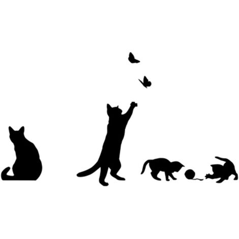 Autocollants Muraux Décoratifs Sticker Mural Autocollant Mural, Créatif Imperméable Amovible Décorations Stickers Autocollants de Décoration Murale (Chat et Papillon) (1/5)