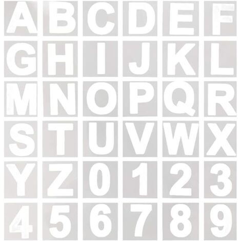 Lot de 36 pochoirs en plastique réutilisables pour bois, mur, tableau noir, apprentissage de la peinture, décoration d’intérieur, projets artistiques scolaires - 10,16 cm