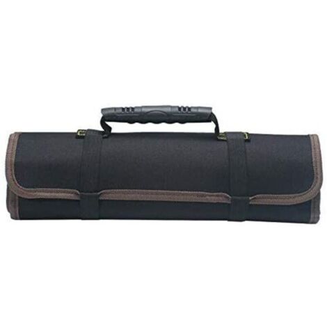Csparkv – Trousse à outils noire 22 poches – Organiseur portable pliable en tissu Oxford 600D – Rangement pour électricien et menuisier