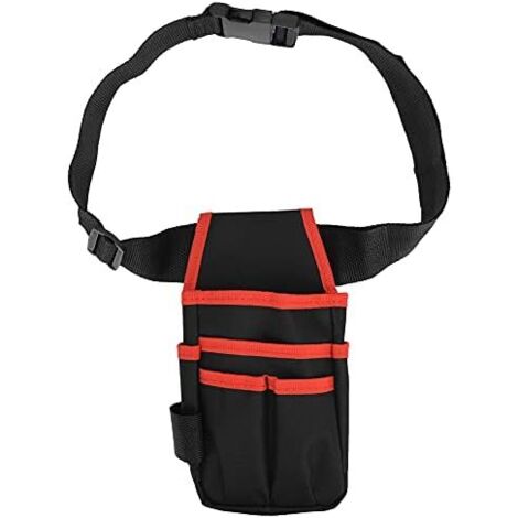 CSPARKV 13 x 26 cm Sac Banane à Outils 6 Poches en Tissu Oxford Sac Ceinture à Outils Petits Outils de Réparation Pochette de Rangement pour Charpentier électricien Technicien(Rouge)