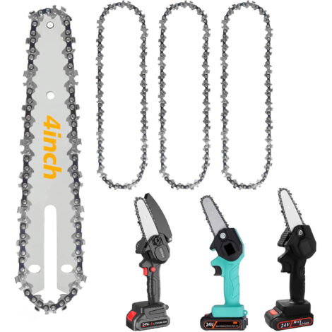 Aiperq – Lot de 3 chaînes de tronçonneuse 4 pouces – Acier haute qualité – 28 maillons – Pour coupe précise du bois et matériaux variés