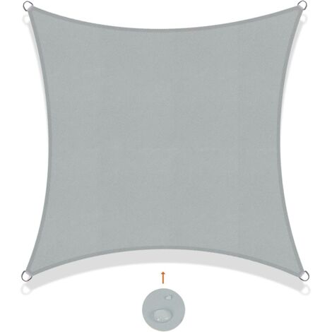 Voile d'ombrage Rectangulaire 3x3m Imperméable Toile Ombrage UV Protection pour Patio Jardin, Terrasse,Extérieur, Balcon,Gris Clair (1/4)
