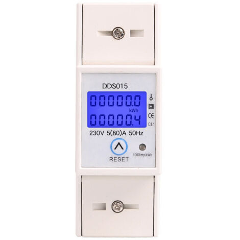 Sous compteur électrique monophasé 80A max modulaire, Simple tarif, Affichage LCD, Remise a zéro partielle
