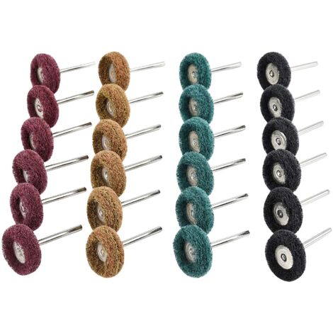 CSPARKV Lot de 40 disques de polissage abrasifs de 25 mm, accessoires de polissage pour outils rotatifs Dremel – Marron grain 80/vert 150/rouge grain 240/noir grain 300, tampon à récurer et tige en mé (1/5)