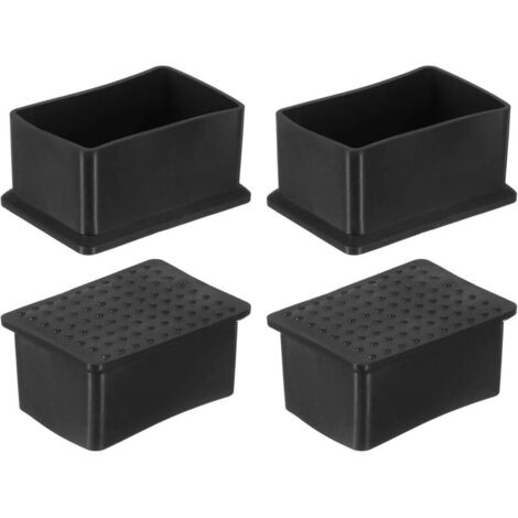 Lot de 4 capuchons rectangulaires en caoutchouc pour pieds de chaise, 40 x 60 mm, capuchons de protection de sol pour table, chaise, équipement de machines (noir)