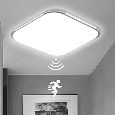 Naizy – Plafonnier LED 24 W – Détecteur de mouvement 3-8m – Blanc froid 6000K – Dimensions 30 x 30 cm – Étanchéité IP44 – Luminosité 2400 LM (1/5)