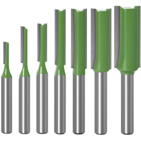 Debuns – Kit de 7 fraises à bois 6 mm – Mèches carbure pour bois massif, MDF, contreplaqué – Longueur de coupe 3-12 mm – Usinage précis (1/4)
