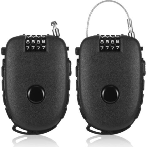 2Pcs 130cm Cadenas Cable, Antivol Casque Moto Antirouille, Cable Antivol Flexible Velo, Léger Cadenas a Cable 4 chiffres, Noyau en Acier Inoxydable Rétractable Cadena pour Bagage