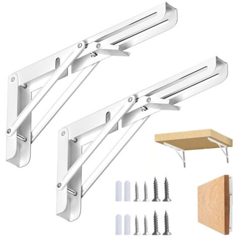 Équerre de fixation pliante 150mm en acier inoxydable – Structure triangulaire stable – Rangement gain de place – Installation facile