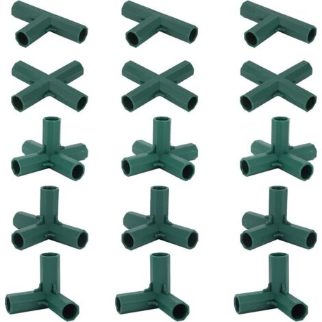 Lot de 15 Connecteurs De Cadre De Serre, Connecteurs d'angle pour Cadre De Jardin Tige d'hélice de 16 mm 5 Types de Support Stable Robuste pour Serre (1/5)