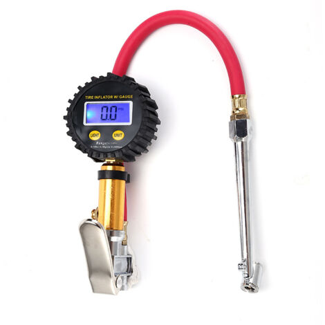 Manomètre de pression d'air pour véhicule, affichage numérique, testeur de pression des pneus robuste avec écran LCD rétroéclairé pour voiture, SUV, camion, moto, vélo (1/4)