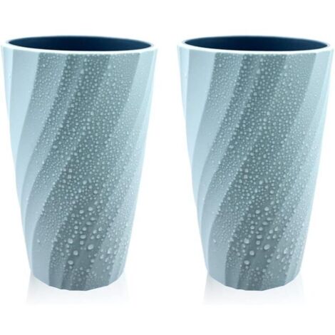 Lot de 2 gobelets de Salle de Bain incassables, Doux et Durable, pour Brosse à Dents (Bleu Foncé)