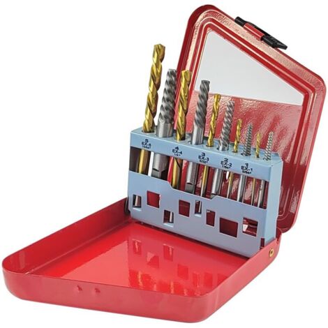 Ensemble de 10 extracteurs de vis - combinés pour différentes tailles d'exercices, outils nécessaires pour la maintenance, extracteur de vis efficace et facile à utiliser, durable et fiable (Rouge)