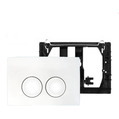 Aiperq – Plaque de commande WC Geberit Delta 21 – Montage facile sur réservoir encastré – 2 boutons – Résistante aux rayures et intempéries – Blanc (1/4)