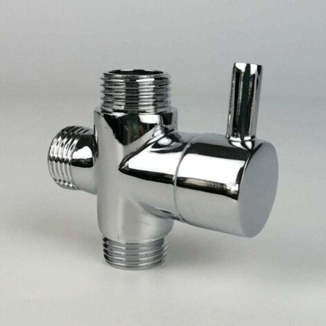 Vanne de dérivation, mâle G1/2 Robinet en laiton T adaptateur Chrome salle de bain douche robinet accessoires inverseur d'eau 3 voies vanne de remplissage mâle