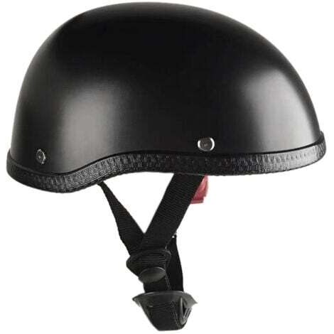 Aiperq Casque moto style rétro - ABS léger + doublure coton lavable - Taille unique - Noir uni (1/4)