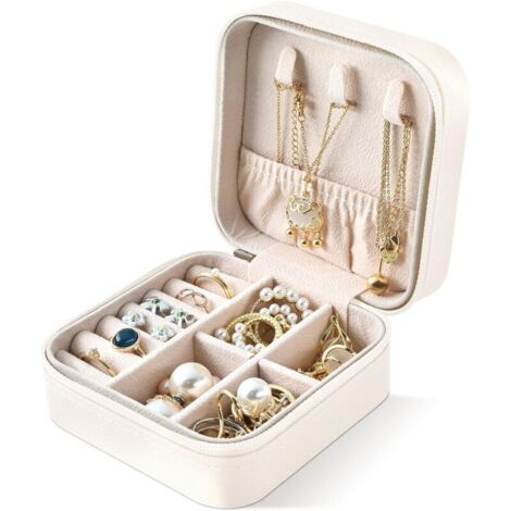 Csparkv – Boîte à bijoux femme voyage compacte – Rangement pour colliers, boucles d'oreilles, bracelets – Fermeture éclair durable – Design multi-compartiment