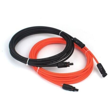 LaBlanc - Connecteur et raccord de panneau solaire,2 x câble d'extension photovoltaïque, pv1 - f 6,0 mm ², 1m/ câble, connecteur mc4 IP67, 14awg (noir + rouge) pour panneaux solaires photovoltaïques (1/4)