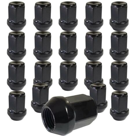 Lot de 20 écrous de roue fermés coniques 60° M12 x 1,5 compatibles avec Ford, Chrysler, Toyota, Hyundai, Kia, Honda, Mazda (noir)