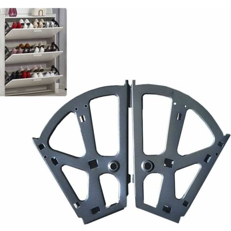 Lot de 2 charnières pour armoire à chaussures en acier inoxydable avec cadre rabattable et étagère de rangement à chaussures - Noir (1/5)