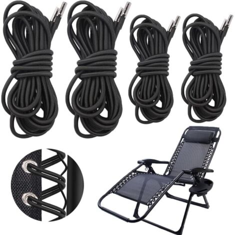 Remplacement Corde Élastique Universelle pour Fauteuil Relax, 4 Pièces Lacets Elastiques pour Chaise Zéro-Gravité, Remplacement Corde pour Zéro Gravité, Pliante et Inclinable Chaise