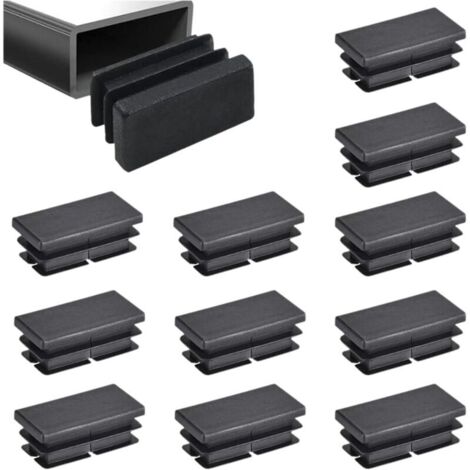 12 pièces Bouchons à lamelles pour Tube rectangulaire, pour Tubes Métalliques, Canapés, Chaises, Tables et étagères, embout pied de chaise (40x20 mm)