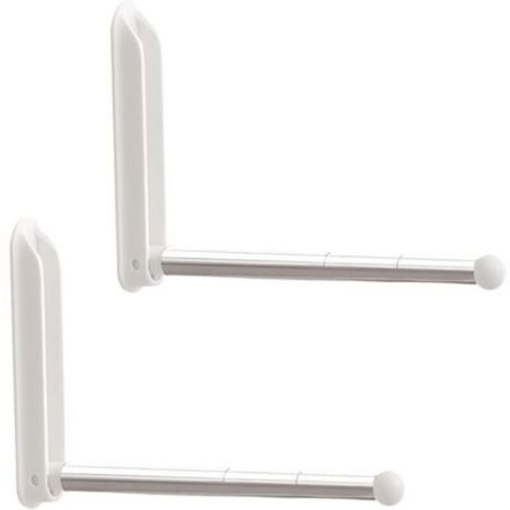2 Fixation Murale Pliable Cintres, à Rideaux Télescopique Sans Perçage pour Vêtements Crochets Rangement Chambre Salle Bain, fenêtre, penderie(blanc) (1/5)