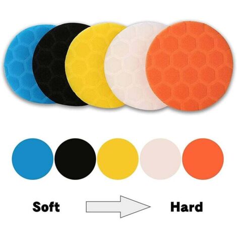 Kit Éponge Polissage 125mm 5 Pouces Avec Adaptateur Forage - Tampons Polisseur Voiture Laine Et Mousse - Idéal Cirage Automobile