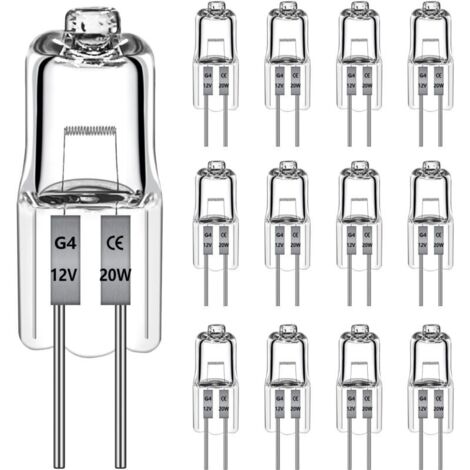 12 Pièces Ampoule Halogène G4 12V 20W 470LM, Ampoule Dimmable 2700K Blanc Chaud, G4 Halogène Pour Hotte, Cuisine, Salon, Chambre, L'éclairage D'Armoire et Ainsi de Suite [Classe énergétique C]
