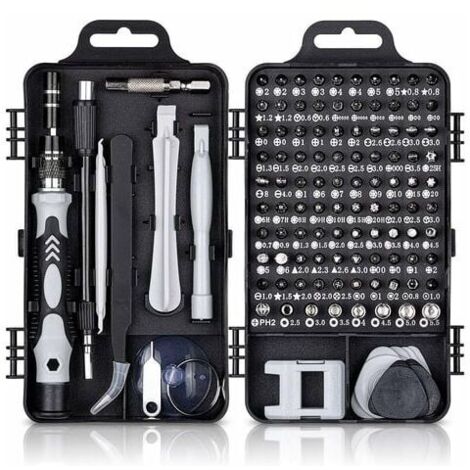 115 en 1 Tournevis Precision Kit Tools, Portable Kit Tournevis de Précision Magnétique Tournevis Outils de Réparation Pour Ordinateur/Laptop/iPhone/Lunettes/Montre/Smartphone Noir (1/5)