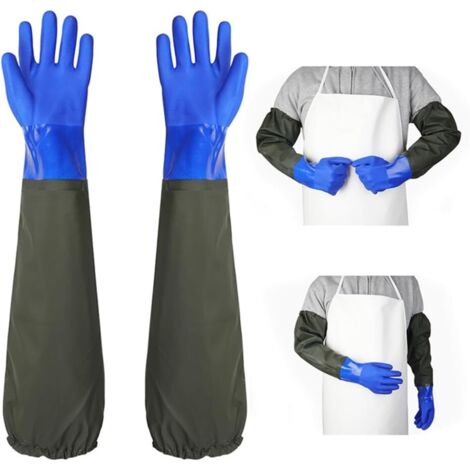 Gants de bassin longs, imperméables, résistants aux solutions acides et alcalines, en polyuréthane, résistants aux acides et aux alcalis, bleu