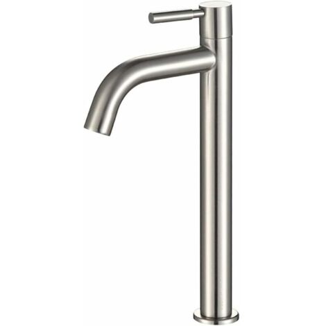 Robinet simple de lavabo en acier inoxydable – Hauteur 30 cm – Bec haut 21,5 cm – Installation facile diamètre 2 cm – Design à levier unique