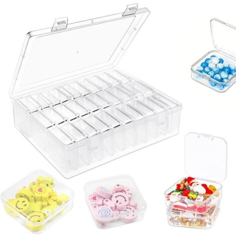 31 Pièces Petite Boite Plastique, Petite Boite de Rangement, Mini Boite plastique, Transparente Caisse Plastique avec Couvercle pour Ranger de Petits Objets, des Petites Perles et des Bijoux