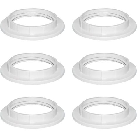 6 Pièces Blanc Plastique Anneau Réducteur Abat Jour E27 40MM, Accessoires pour Abat-Jour Bague Plaque Convertisseur d’Adaptateur, E27 Anneau Réducteur d'Abat-Jour pour Lampe de bureau, Plafonniers