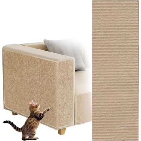 Tapis Griffoir pour Chat Auto-adhésif,Tapis à Gratter Autocollant pour Chat, Climbing Cat Scratcher, DIY Trimmable Chats Grattoir, Protège Les Tapis et Canapés (Kaki, 30×100cm)