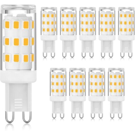 Ampoule LED G9 3000K blanc chaud 3W, ampoule LED à douille G9 à deux broches (équivalent halogène 40W), ampoules G9 à économie d'énergie pour lustre, pas de scintillement, non dimmable, 10 paquets