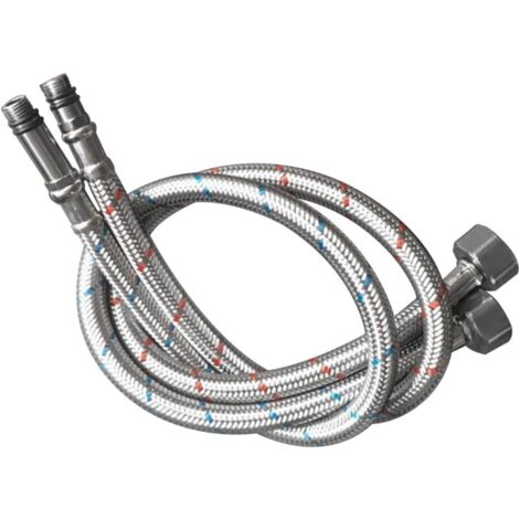 Lot de 2 tuyaux de raccordement G3/8 x M10 - Tuyau flexible 3/8'' - En acier inoxydable - Rallonge pour robinet mitigeur