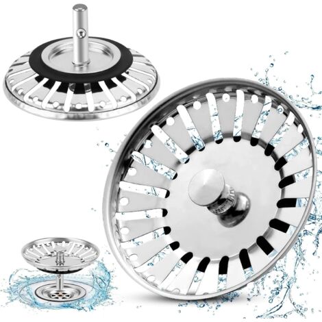 LaBlanc - 2pcs Filtre à évier/bouchon de bonde pour évier bouchon d'évier trou Passoire de cuisine/salle de bain diamètre de 84 mm avec embout à boule, en acier inoxydable (1/10)