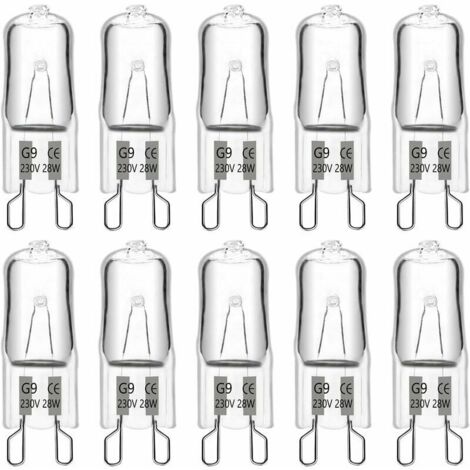 Ampoule Halogene G9 28W 230V, 370LM 2700K Blanc Chaud Dimmable, G9 Ampoules Capsule, pour Lustres, Lampes de Paysage, Appliques Murales, Éclairage d'armoire, Lot de 10, (1/5)