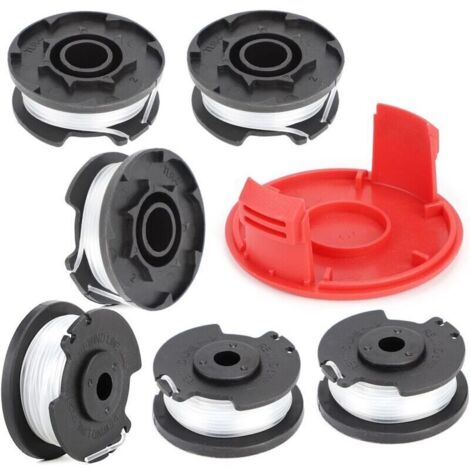 Bobine Fil Coupe Bordure Bobine de Fil Debroussailleuse Fil Nylon pour Debroussailleuse Fil Rotofil pour Einhell GE-CT 18/28 Li(6 Bobine Fil Coupe Bordure,1 Couvercle)