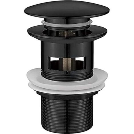 M20502B Bombe Vidage Salle de Bain, Bonde lavabo avec Trop Plein, Pop Up, Noir
