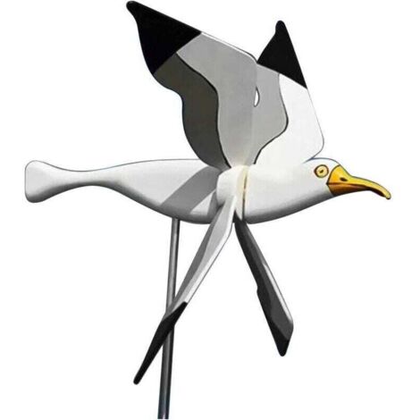 Moulin à Vent de Jardin en Résine, Mouette Blanche avec Ailes Tournantes Girouette Animale, Spinner à Vent 3D Décoration pour Pelouse-- (1/5)