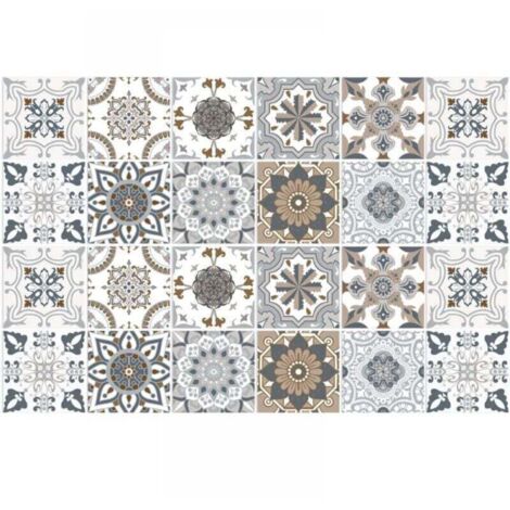 SNQ – Sticker mural adhésif 10x10 cm – Style industriel brique – Lot de 24 – Résistant à l'eau et à la chaleur – Facile à poser et à couper