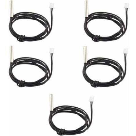 Lot de 5 sondes de capteur de température étanches NTC 10 K 1 % 3950 Thermistor, câble d'extension de 1 m, détecteur de température, jauge pour climatiseurs de voiture/réfrigérateurs